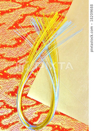 New Year card background material · Gold and silver water drawing (binding) on Kanji paper · wave pattern Japanese paper back to Japanese clouds up vertical position · postcard correspondence ratio 18209688