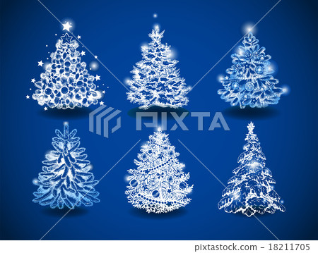 Hand-drawn Christmas trees  18211705