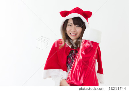 High school girls high school students with boots wearing Christmas costumes gifts event image 18211744