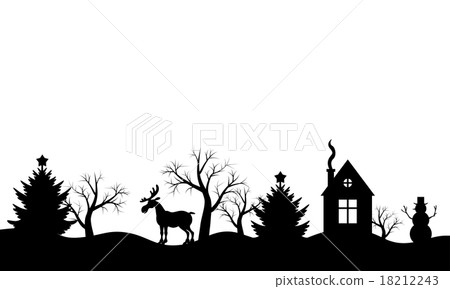 Silhouette Winter Christmas Landscape Stock Illustration 18212243 Pixta