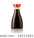 Glass soy sauce bottle with red cap. 18213483