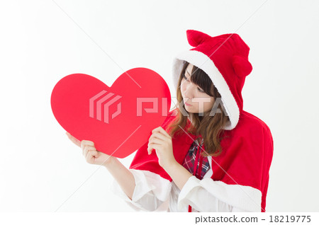 Christmas costume girls high school student student event image with heart message board 18219775