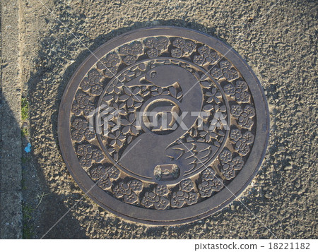 manhole drain cover in Ogawara, Japan. 18221182