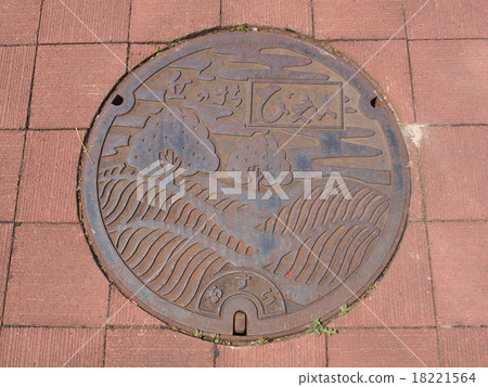 manhole drain cover in Biei, Japan. 18221564
