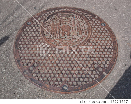 manhole drain cover in Sapporo, Japan. 18221567