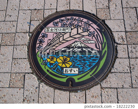 manhole drain cover in Kawaguchiko lake, Japan. manhole drain cover in Kawaguchiko lake, Japan. 18222230