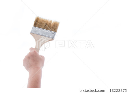 Paint brush with wooden handle of a human hand Paint brush with wooden handle of a human hand 18222875