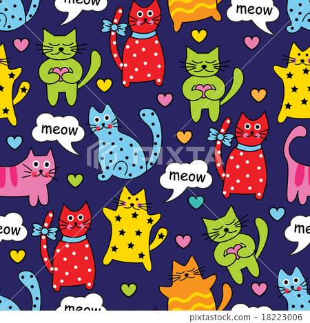 Cartoon seamless colorful cats 18223006