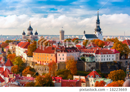 Aerial view old town, Tallinn, Estonia 18223669
