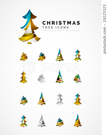 Set of abstract Christmas Tree Icons, business Set of abstract Christmas Tree Icons, business 18225323