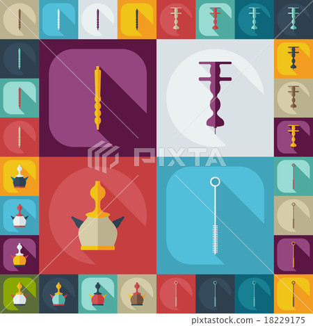 Flat concept, set modern design with shadow hookah Flat concept, set modern design with shadow hookah 18229175