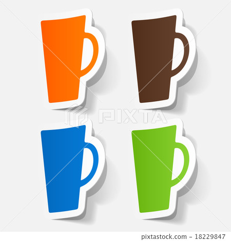 Paper clipped sticker: Coffee Cup Isolated Paper clipped sticker: Coffee Cup Isolated 18229847