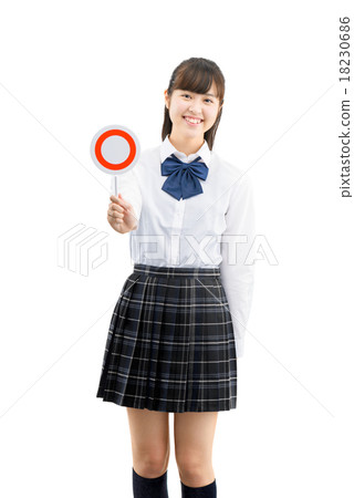 A white back pose of a girls student in uniform shape A white back pose of a girls student in uniform shape 18230686