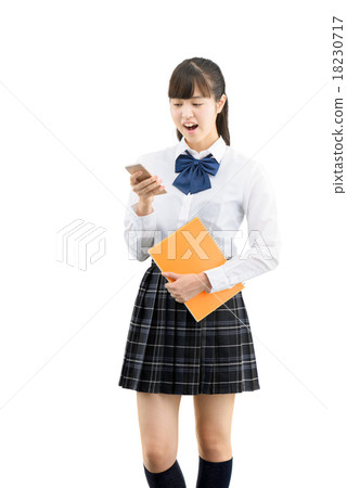 A white back pose of a girls student in uniform shape 18230717