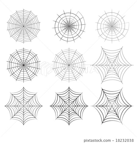Set of spider web in silhouette style 18232038