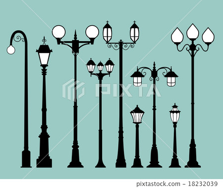 Set of street lamps in flat style 18232039