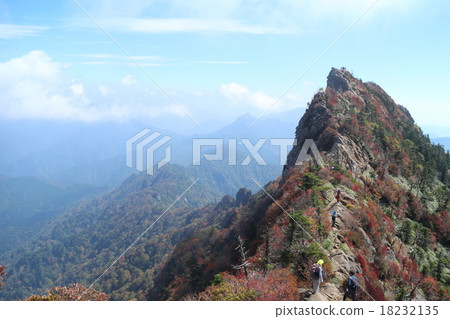 Mt. Tengu-dake and Ishikubagawa mountains of autumnal leaves Mt. Tengu-dake and Ishikubagawa mountains of autumnal leaves 18232135