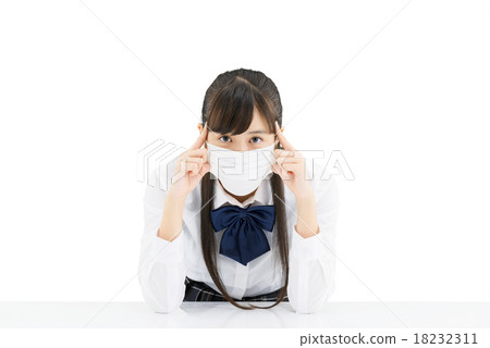 A white back pose of a girls student in a sitting uniform 18232311