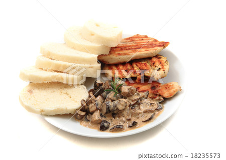 chicken meat with mushrooms and dumplings 18235573