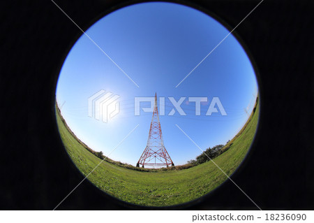 Blue sky and high voltage cable (fisheye) Blue sky and high voltage cable (fisheye) 18236090