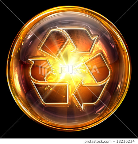 Recycling symbol icon fire, isolated on black Recycling symbol icon fire, isolated on black 18236234