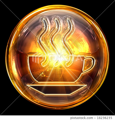 Coffee cup icon fire, isolated on black background 18236235