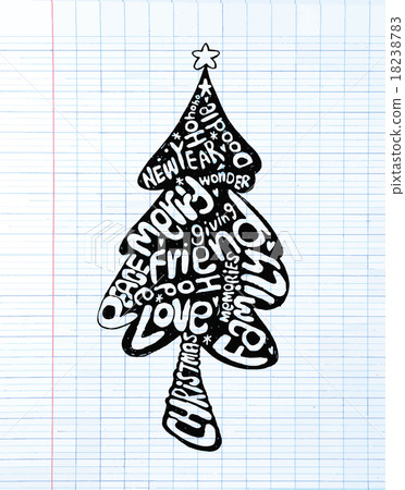 Hand drawing Doodle Silhouette Christmas tree 18238783