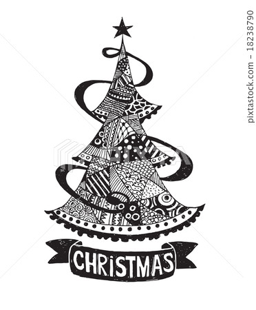 Hand drawing Doodle Christmas tree 18238790
