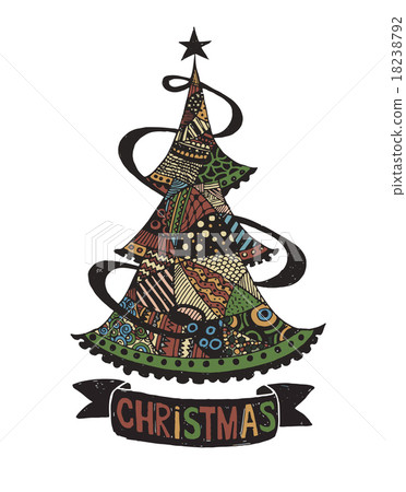 Hand drawing Doodle Christmas tree 18238792