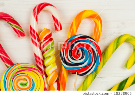 Colorful candy on wooden background 18238905