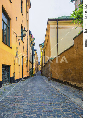 Old street in the Gamlastan area of Stockholm Old street in the Gamlastan area of Stockholm 18240182