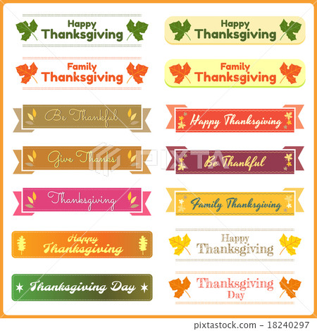 Set of cute and colorful thanksgiving banners 18240297
