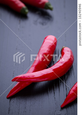 Chili on Black Background Close-up 18240946