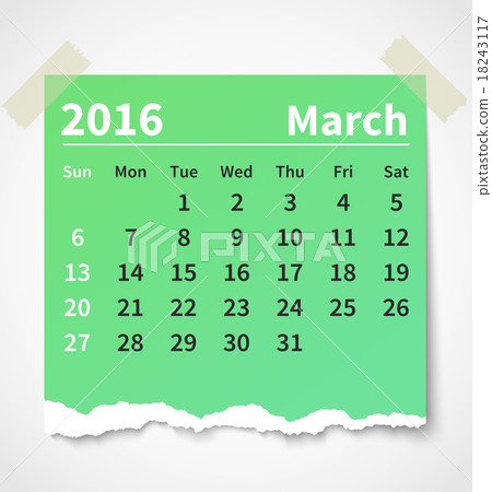 Calendar march 2016 colorful torn paper 18243117