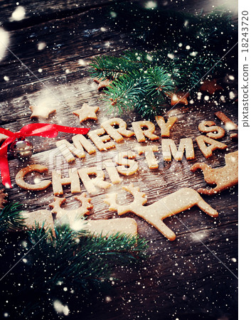 Card with Merry Christmas from Gingerbread Cookies Card with Merry Christmas from Gingerbread Cookies 18243720