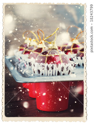 Card isolated on White Fir Tree Toys Red Balls Card isolated on White Fir Tree Toys Red Balls 18243799