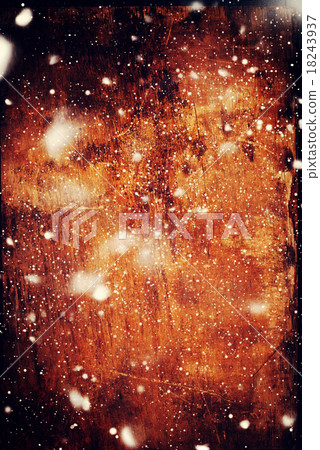 Wooden Panel as Festive Background with Drawn Snow 18243937