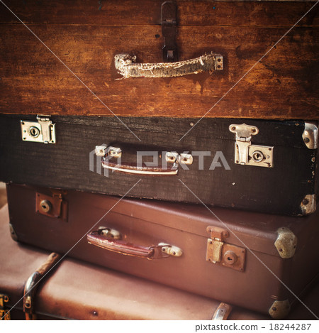 Old Vintage Trunks in a Stack 18244287