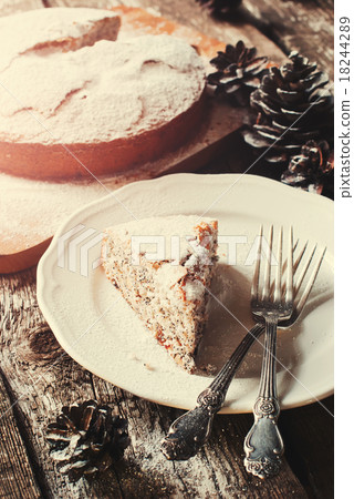 Portion of Christmas Pie with Powdered Sugar Portion of Christmas Pie with Powdered Sugar 18244289