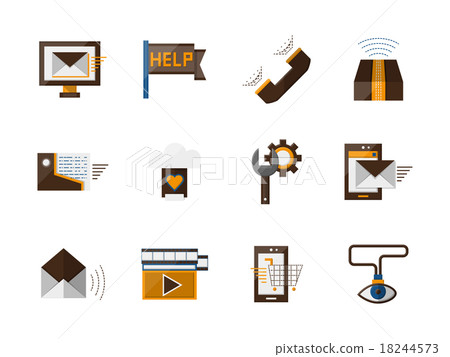 Online support flat color vector icons set - Stock Illustration ...