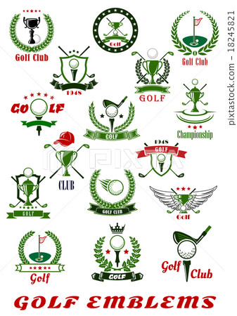 Golf sport icons and symbols set 18245821
