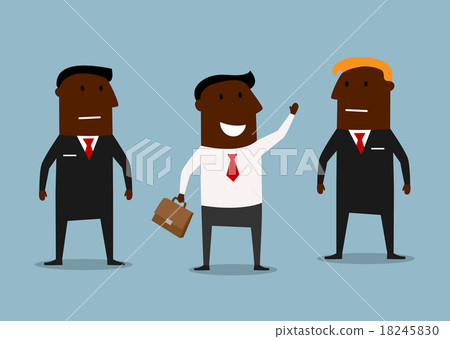 Happy businessman and confident bodyguards 18245830