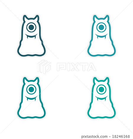 Sticker assembly Cyclops monster with horns on a Sticker assembly Cyclops monster with horns on a 18246168