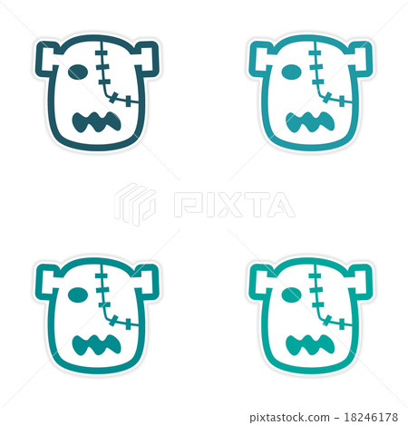 Sticker assembly head zombie on a white background Sticker assembly head zombie on a white background 18246178