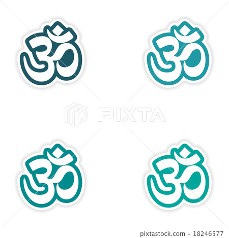 Set of stickers Indian om sign on white background 18246577