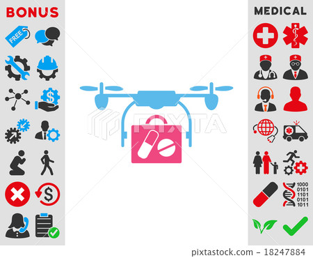 Medical Drone Shipment Icon 18247884
