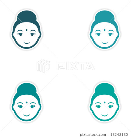 Set of stickers Indian woman on white background 18248180