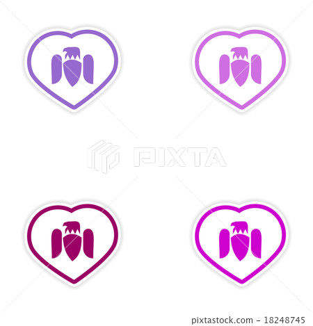 Set of stickers Eagle in the heart on white 18248745