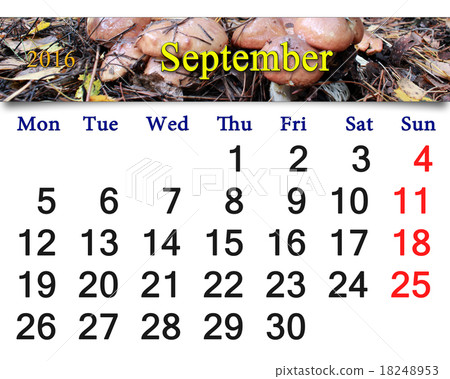 calendar for September 2016 with Suillus 18248953
