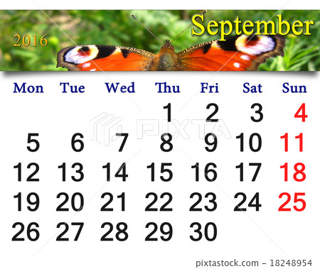 calendar for September 2016 with butterfly  18248954
